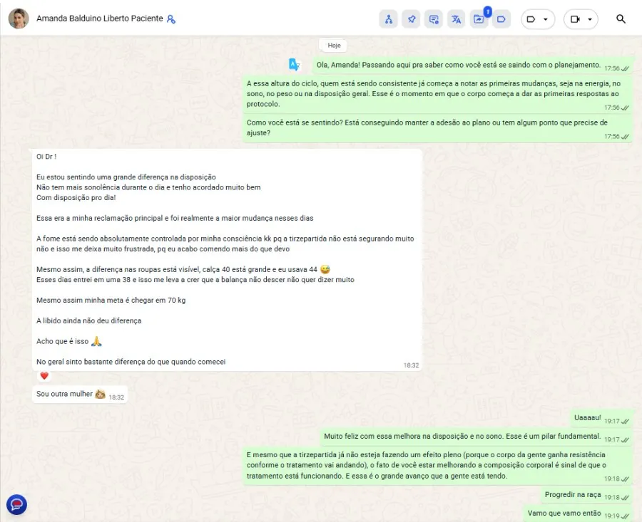 Mensagem original de Amanda Balduino