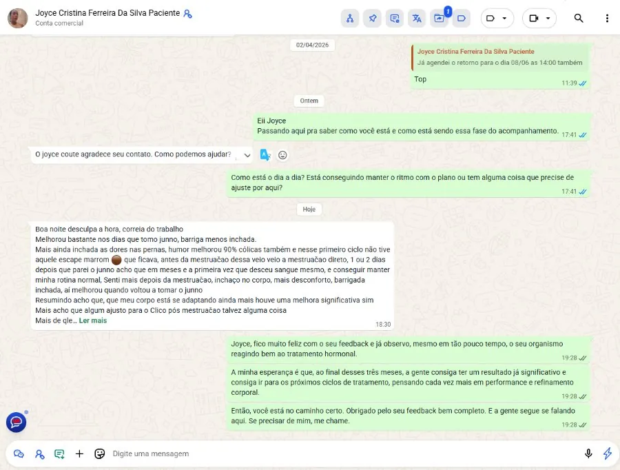 Mensagem original de Joyce Cristina Ferreira